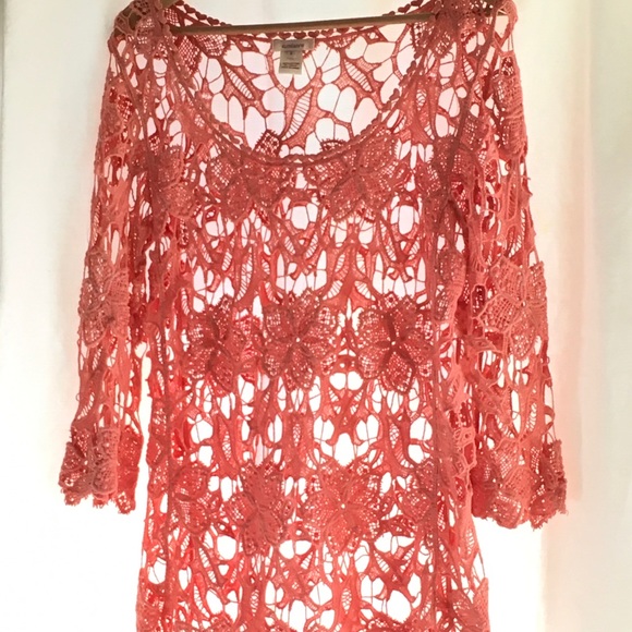 Sundance Coral lace tunic for spring summer or fall - Picture 2 of 5